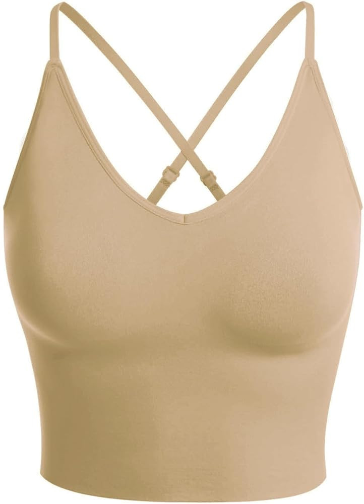 Design by Olivia Women's Longline Sports Bra Padded Workout Yoga Tank Top Gym Running Fitness Cro... | Amazon (US)