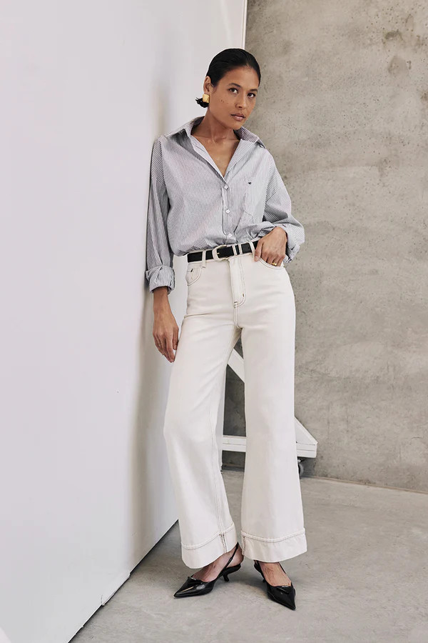 SUTTON CREAM TURNBACK HEM JEAN | DISSH