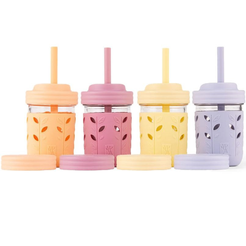 Elk and Friends Kids & Toddler Cups | The Original Glass Mason jars 8 oz with Silicone Sleeves & ... | Amazon (US)