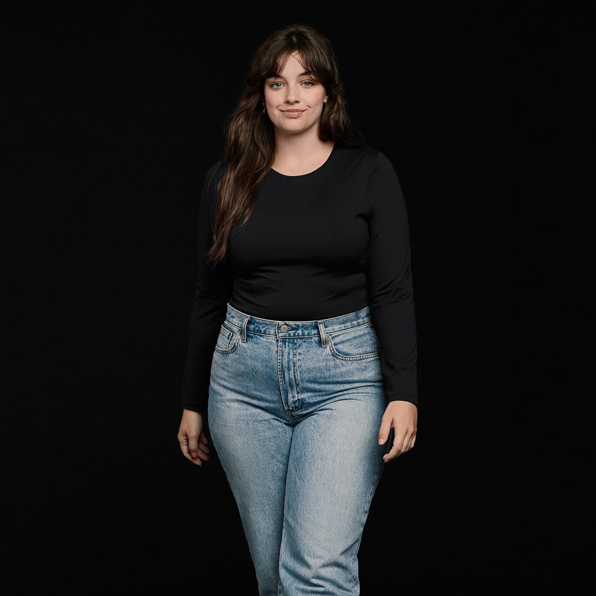 Long Sleeve Crewneck Bodysuit | Black - nuuds | nuuds