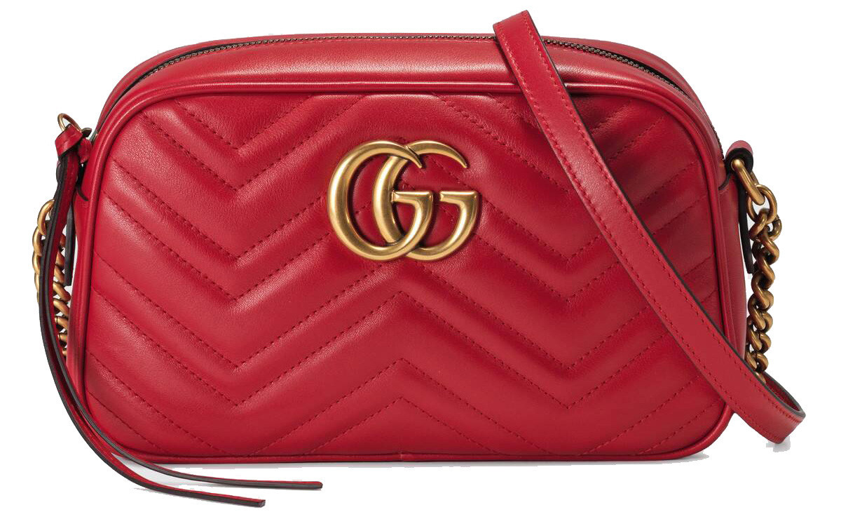 Women's Gucci GG Marmont Camera Bag Matelasse Small in Hibiscus Red | StockX