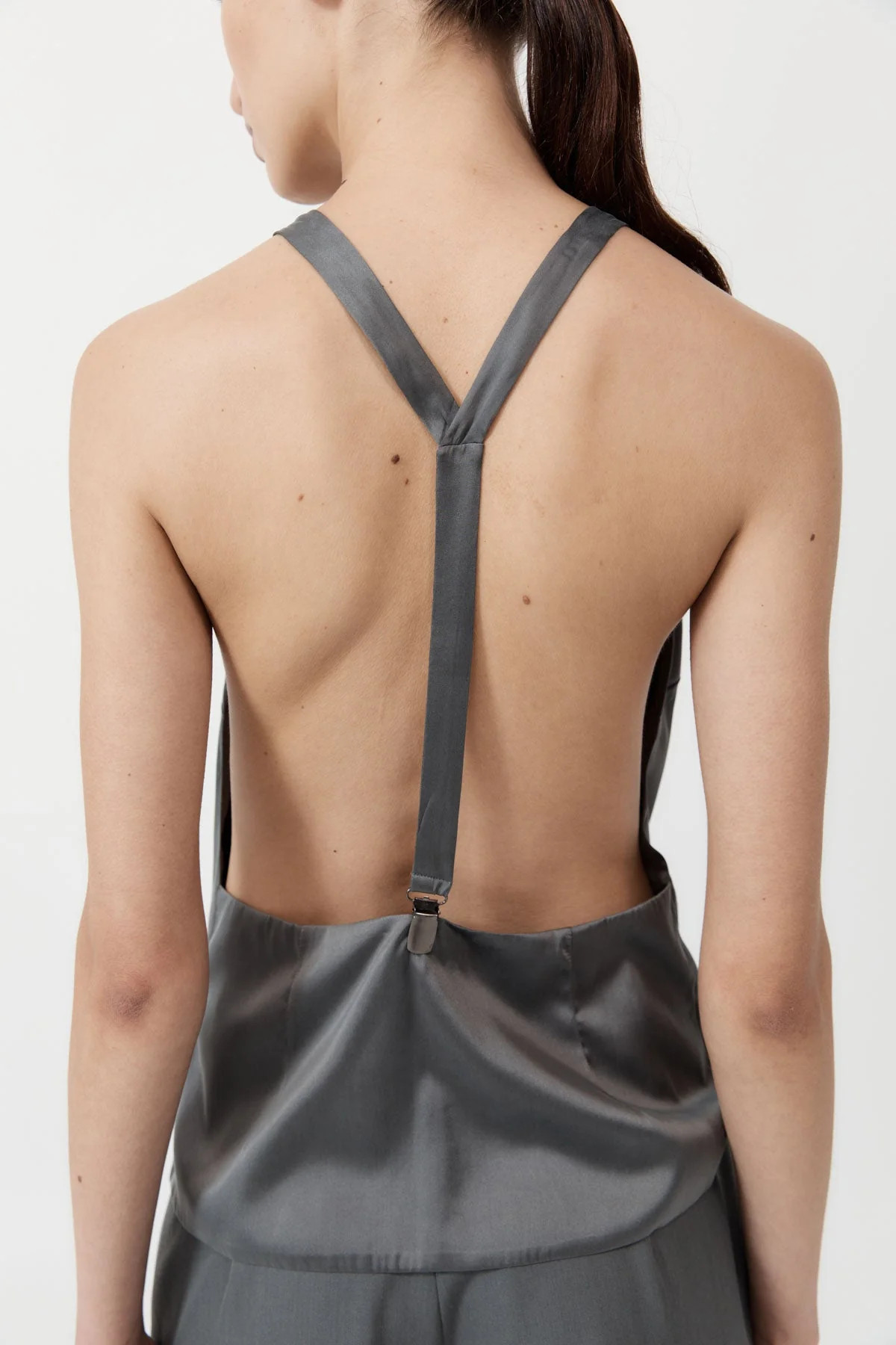 Soft Silk Suspender Top - Pewter Grey | St. Agni (US, UK, EU)