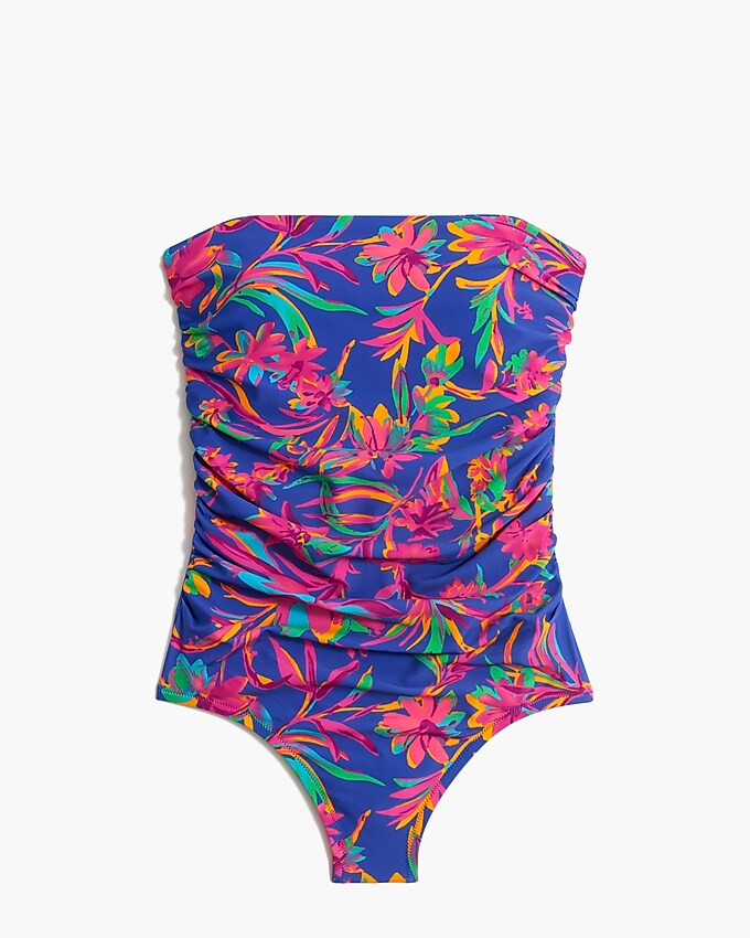 Floral strapless one-piece swimsuit | J.Crew Factory