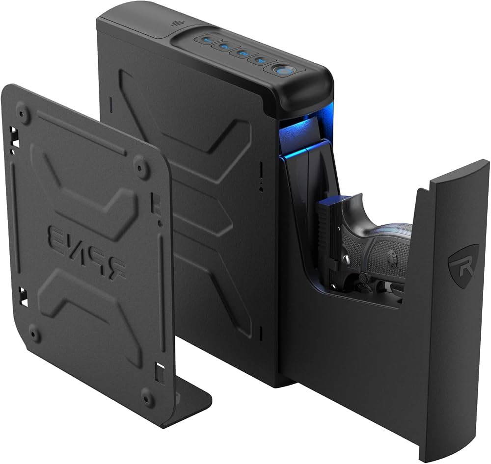 RPNB Gun Safe,Mounted Biometric Nightstand Handgun Safe with Quick Access Sliding Door, Pistol Sa... | Amazon (US)