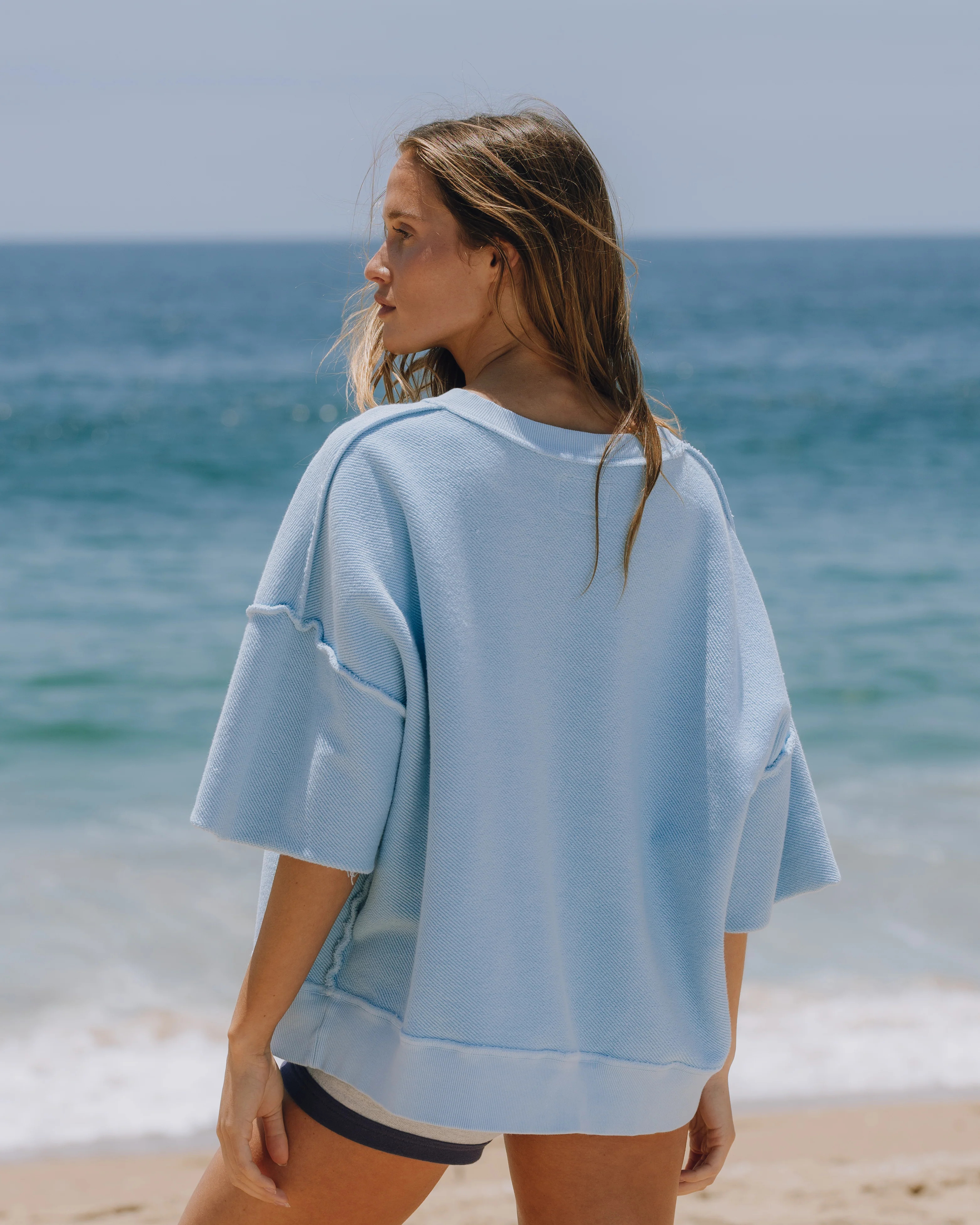 Heavyweight Local Summer Cropped Sleeve Crew - Powder | Daily Drills LLC