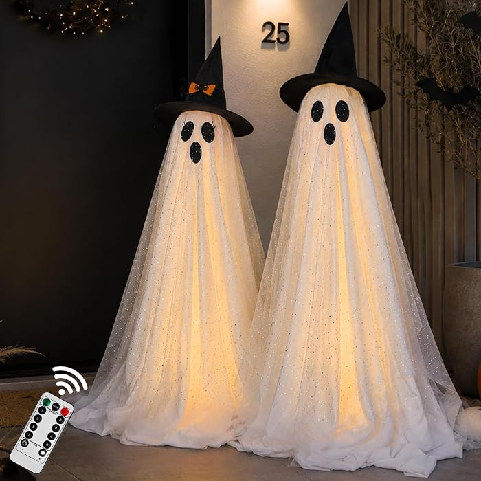 2Packs Halloween Decorations Outdoor,Halloweens Party Decoration Indoor,Spooky Ghost with Remote ... | Amazon (US)