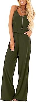 LACOZY Womens Casual Loose Sleeveless Spaghetti Strap Wide Leg Pants Jumpsuit Rompers | Amazon (US)