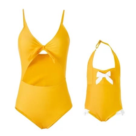PatPat Mommy and Me Solid Yellow Swimsuits | Walmart (US)