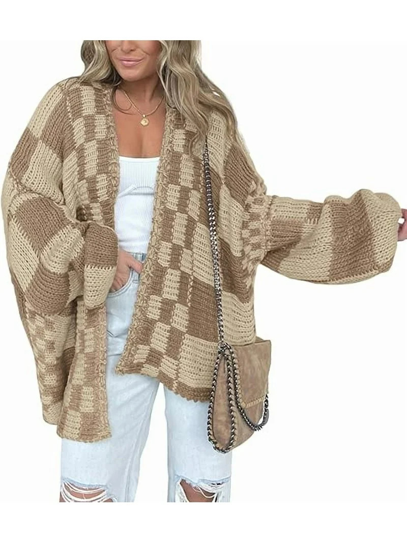 FreshPretty Casual Cardigan Sweater for Women Fall Long Sleeve Open Front Chunky Knit Sweaters Ch... | Walmart (US)