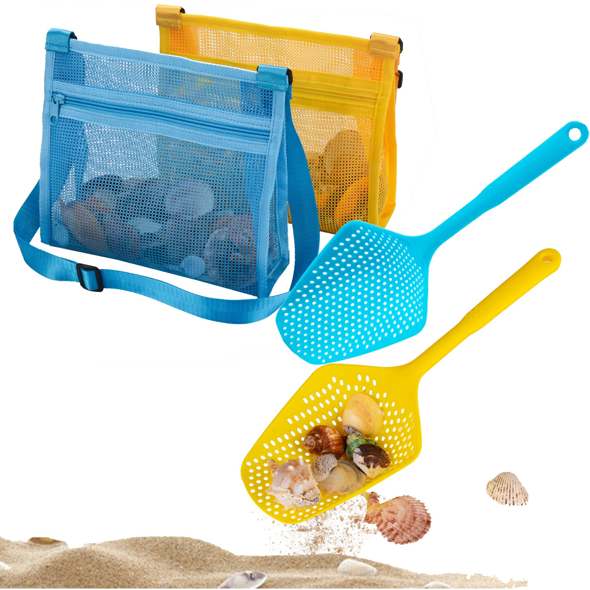 Beach Mesh Shovel with Beach Mesh Bag Beach Shell Bags for Holding Beach Shell, Toys Kids Filter ... | Amazon (US)