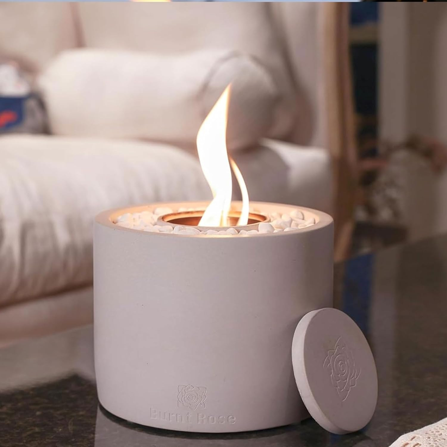 Tabletop Fire Pit - Indoor Concrete Fire Pit Bowl for a Cozy Ambiance - Large Portable Fire Bowl ... | Amazon (US)