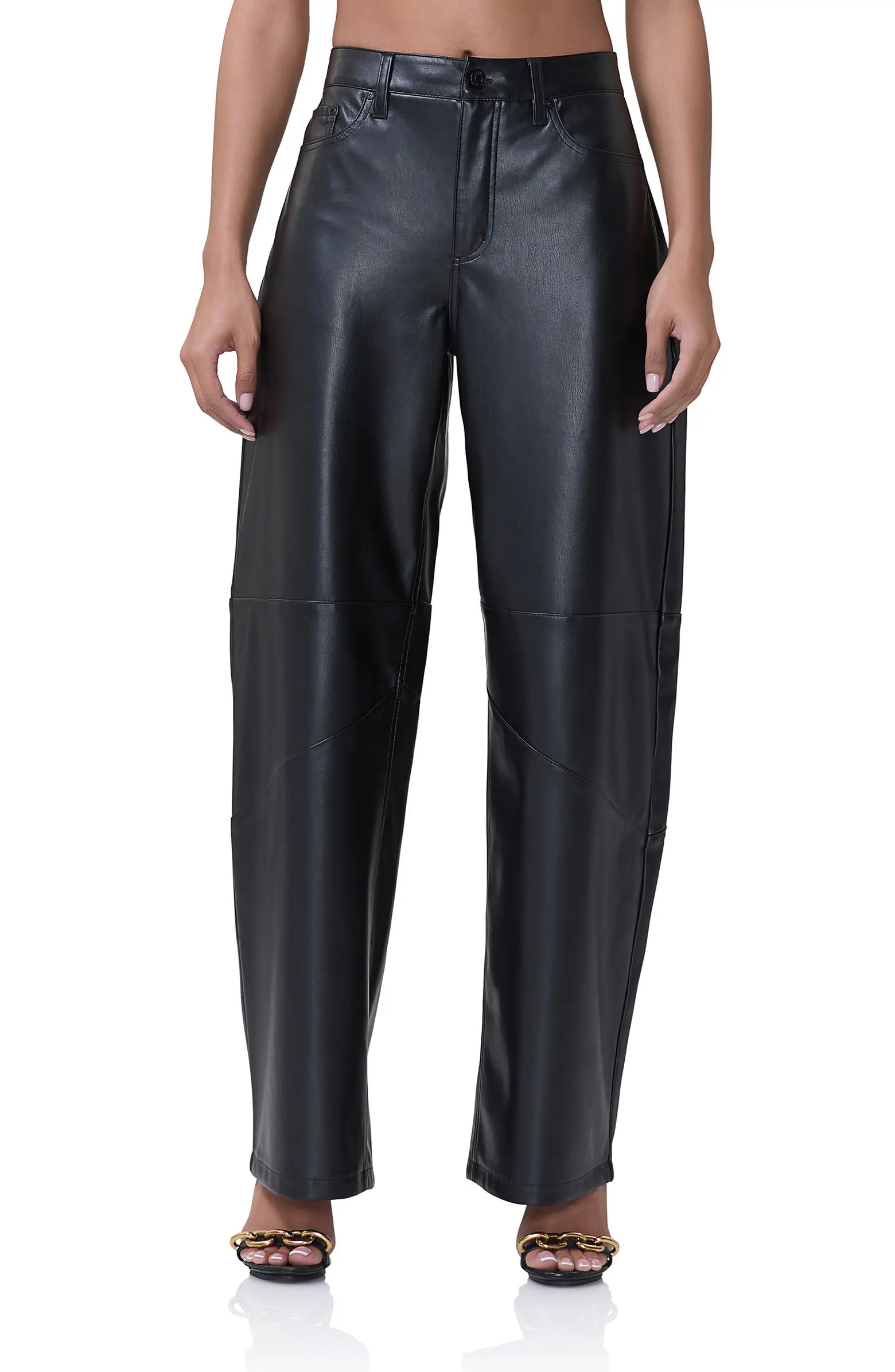 Ajax Faux Leather Barrel Leg Pants | Nordstrom