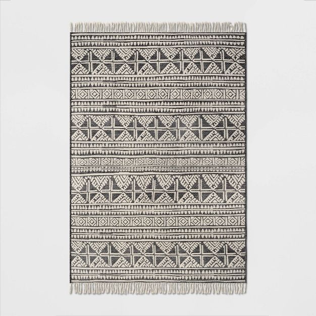 Tasseled Outdoor Rug Charcoal - Opalhouse™ | Target