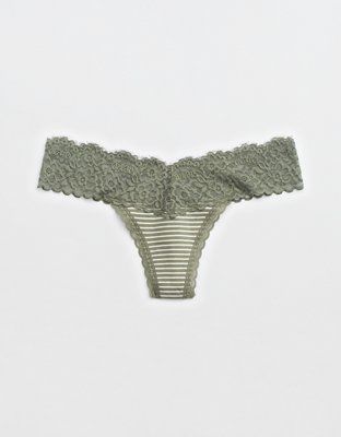 Aerie Cotton Eyelash Lace Thong Underwear | Aerie