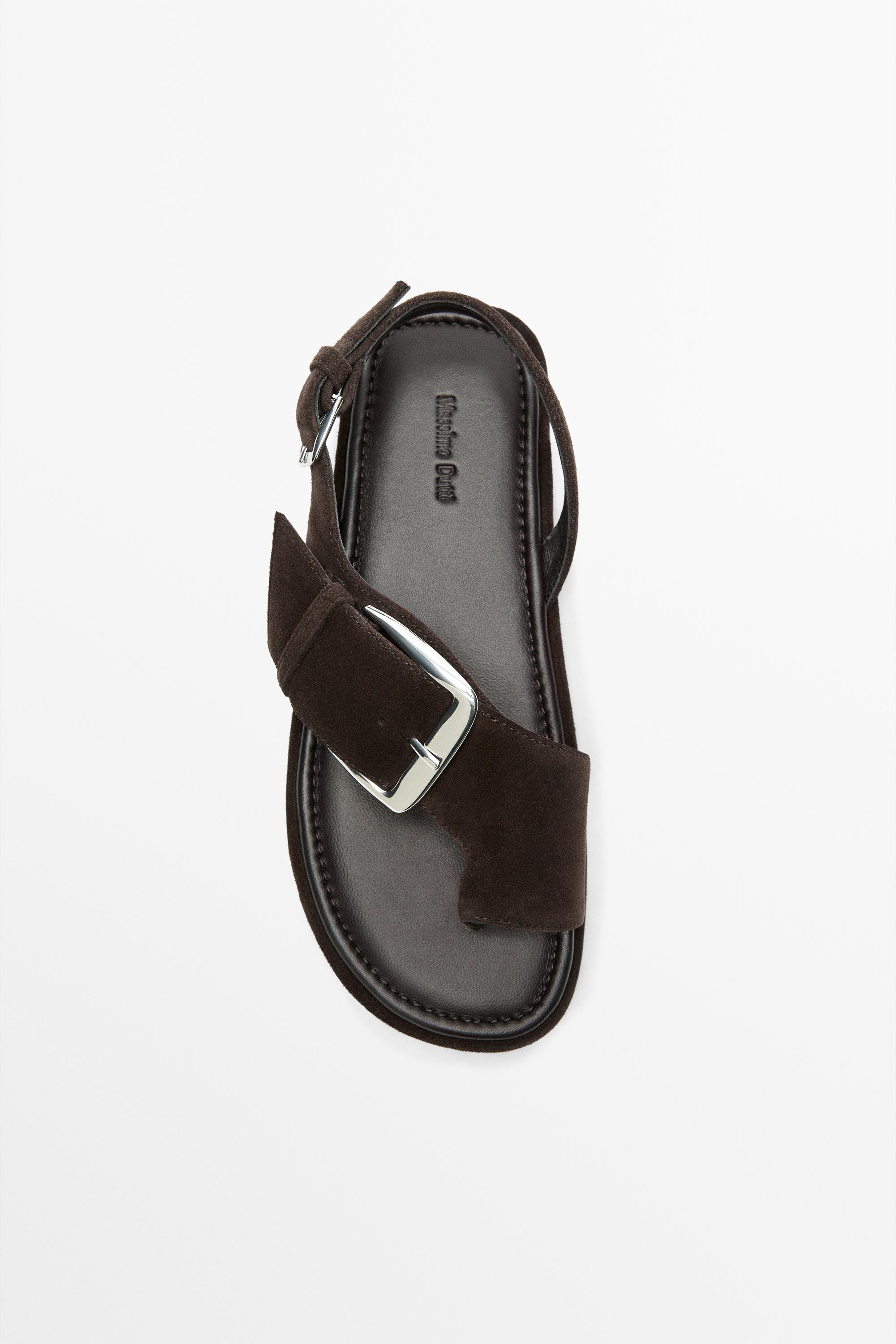 Flat slider sandals with buckle | Massimo Dutti US