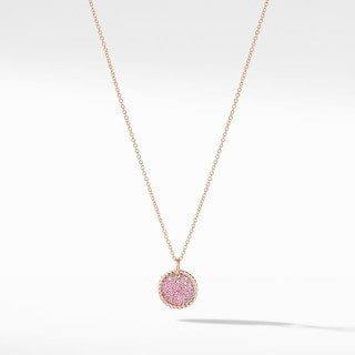 DY x BCRF Cable Collectibles® Pavé Plate Necklace in 18K Rose Gold with Pavé Pink Sapphires | David Yurman