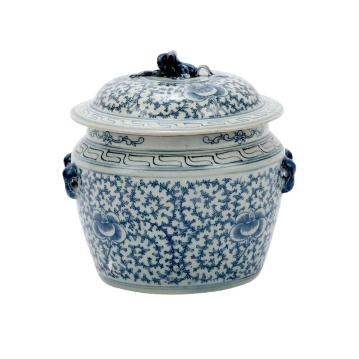 Blue and White Porcelain Floral Lidded Rice Jar | The Well Appointed House, LLC