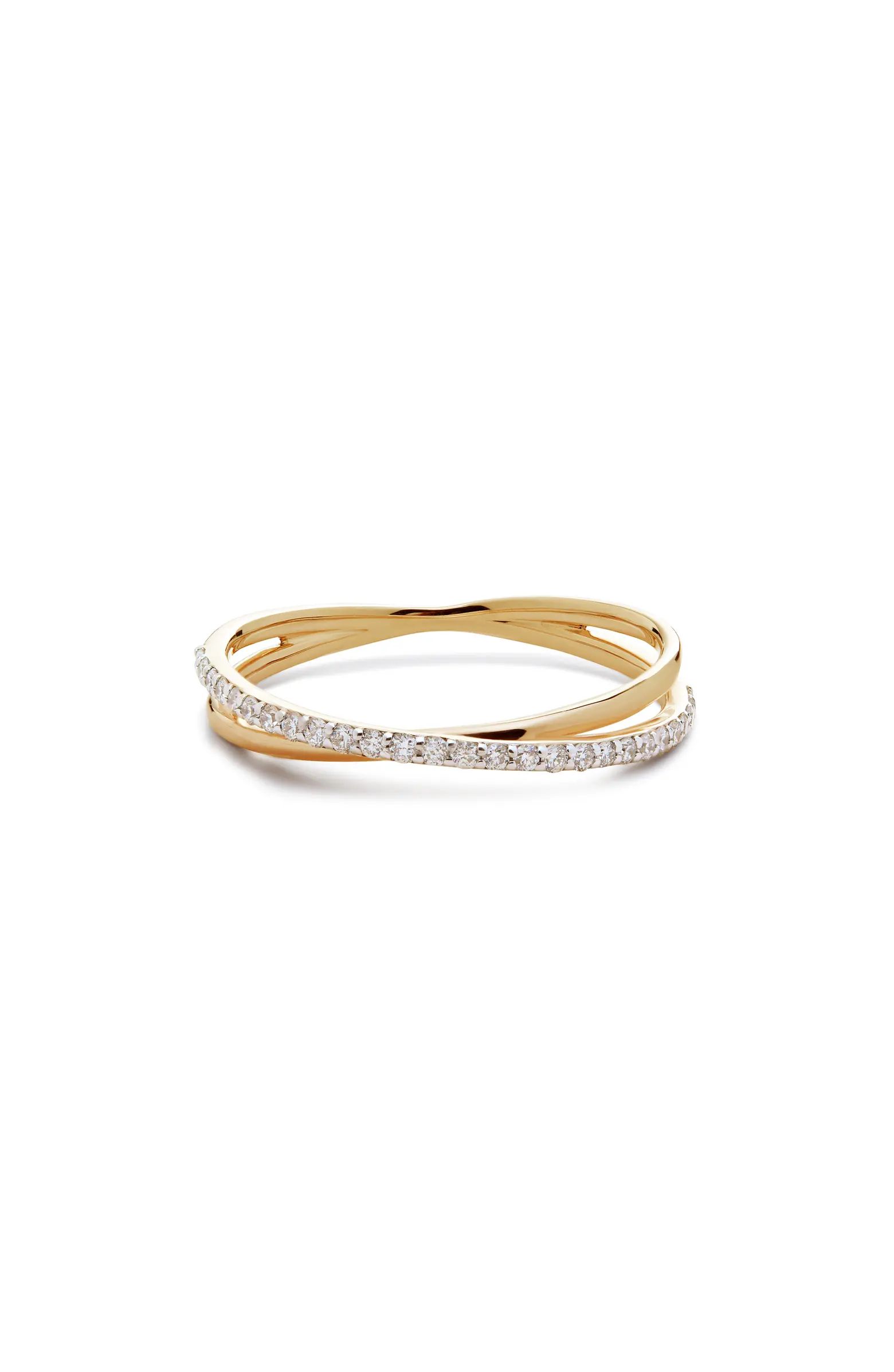 14K Gold Diamond Crossover Ring | Nordstrom