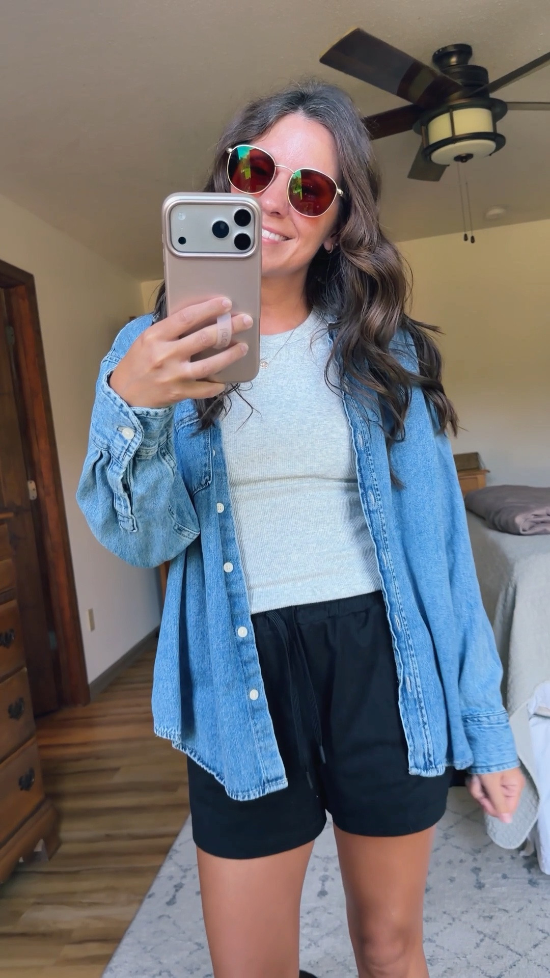 small in my tank (built in bra!), xs in my denim shirt, small in my shorts and 6 in my sandals.

#LTKPetite #LTKSeasonal #LTKootd
