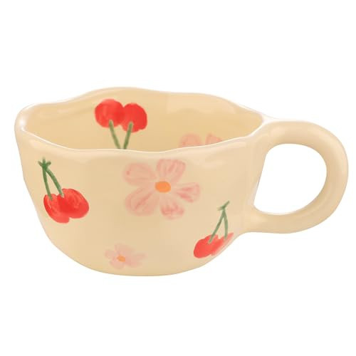 VanEnjoy Ceramic Cup, Cute Coffee Mug, Strawberry Mug, Aesthetic Coffee Mug, Retro Flower Mug, Ceramic Tea, 10oz/300ml for Tea Coffee, Milk and Oatmeal | Amazon (US)
