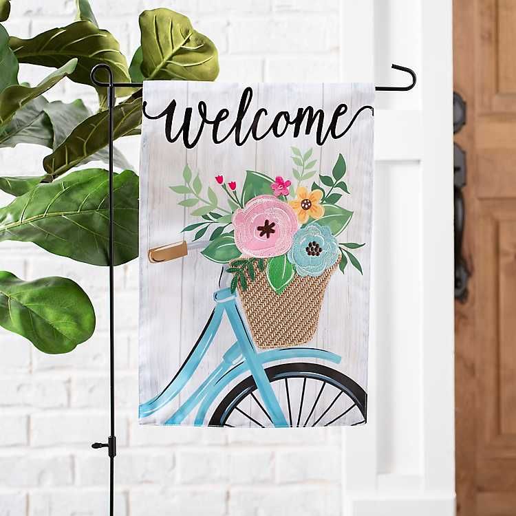 Floral Bike Welcome Flag Set | Kirkland's Home