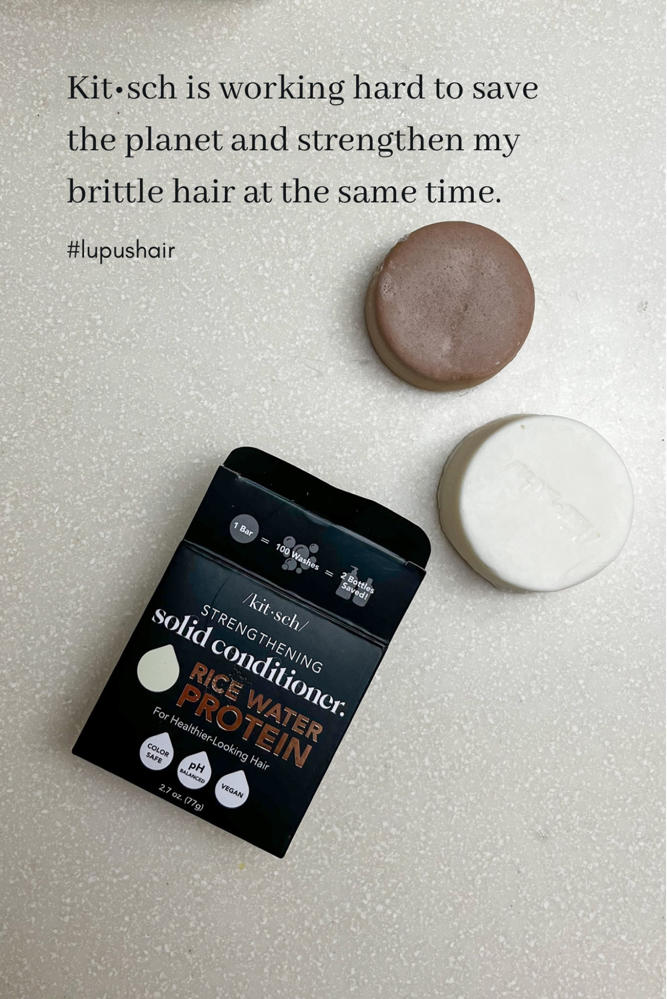 Save 20% on your order during the Kit•sch Friends and Family Sale! APPLY CODE: BIGDEAL20

My hair is fine, brittle, and falling out due to lupus. That's why I use these Kitsch shampoo and conditioner bars that are formulated with rice water to repair damaged hair follicles & prevent split ends. 

After about 7 washes, I noticed a healthier appearance and an increase in hair volume. Added bonus; I don’t need to wash it daily, it feels squeaky clean right out of the shower, and stays soft and bouncy for a few days. 

Each of these bars is the equivalent of buying of two bottles of liquid stuff. In the long run, using bar shampoo, conditioner, and body wash is better for your wallet, your hair, and the planet. Think of all the plastic bottles you won’t be buying and tossing into landfills. 

Remember to use code BIGDEAL20 to save 20% during the sale.

#LTKover40 #LTKsalealert #LTKbeauty