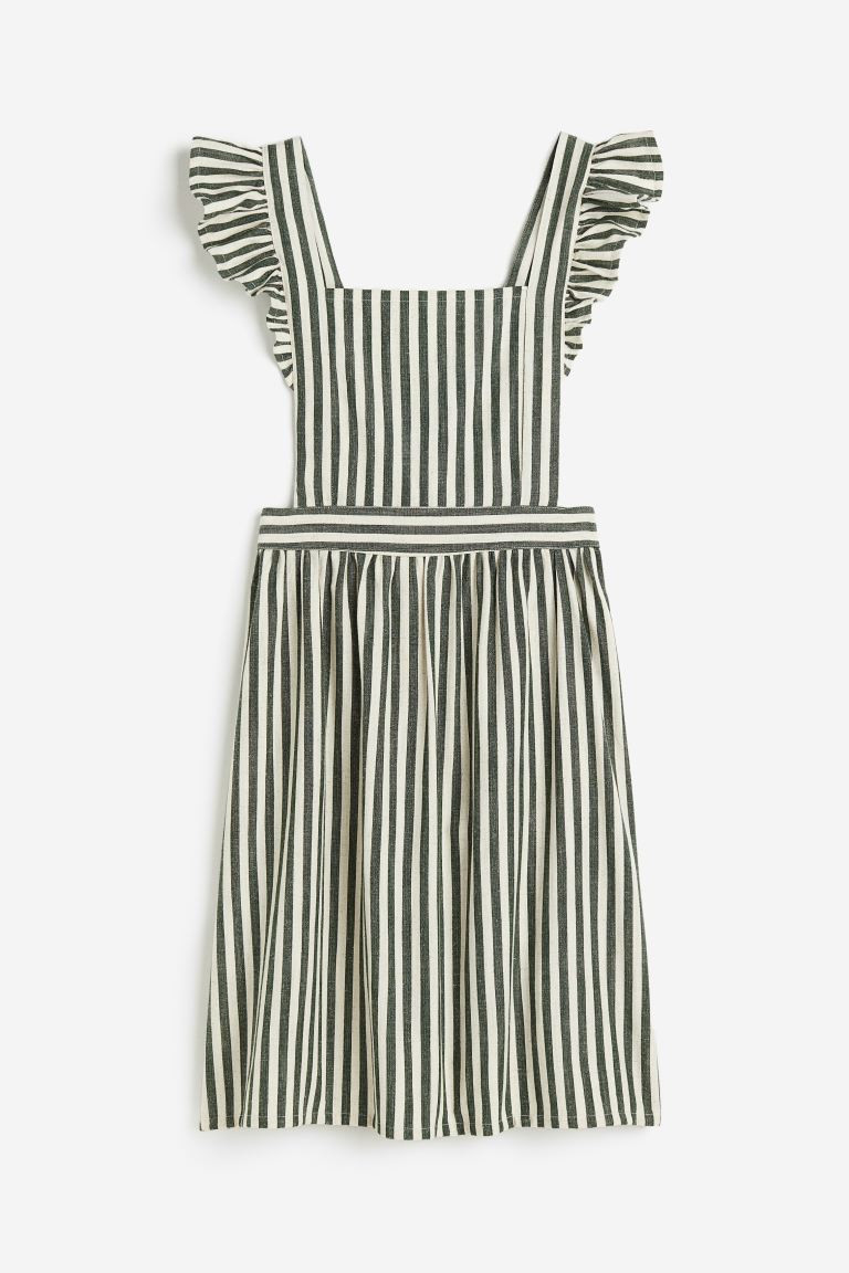Linen-blend Apron - Green/striped - Home All | H&M US | H&M (US + CA)