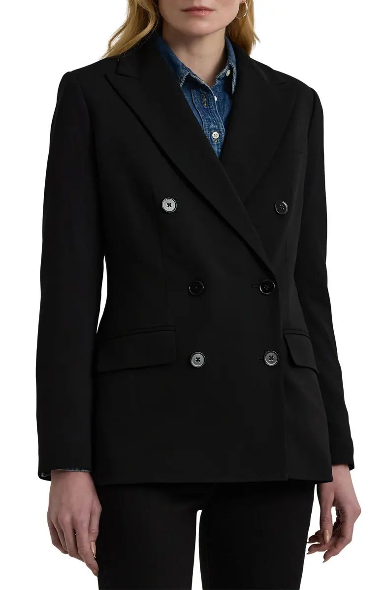 Lauren Ralph Lauren Double Breasted Stretch Wool Crepe Blazer | Nordstrom | Nordstrom