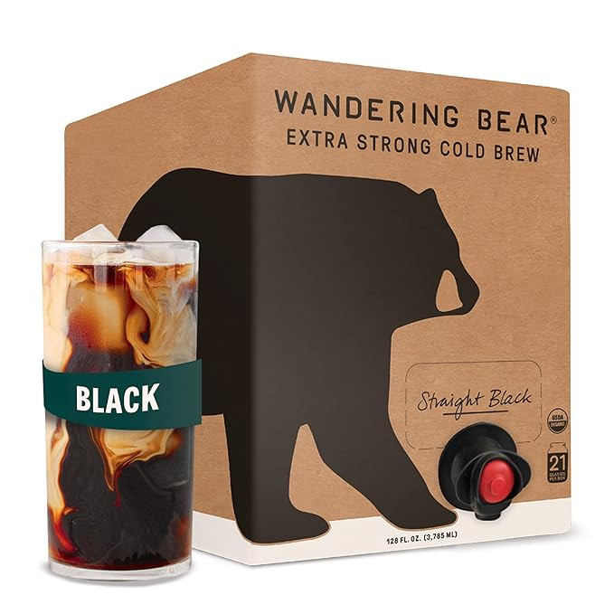 Wandering Bear Straight Black Organic Cold Brew Coffee On Tap, Iced Coffee Drink - Extra Strong, ... | Amazon (US)