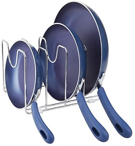 Click for more info about mDesign Metal Wire Pot, Pan Organizer Rack for Kitchen Cabinet, Pantry, Shelves, 4 Storage Slots ...