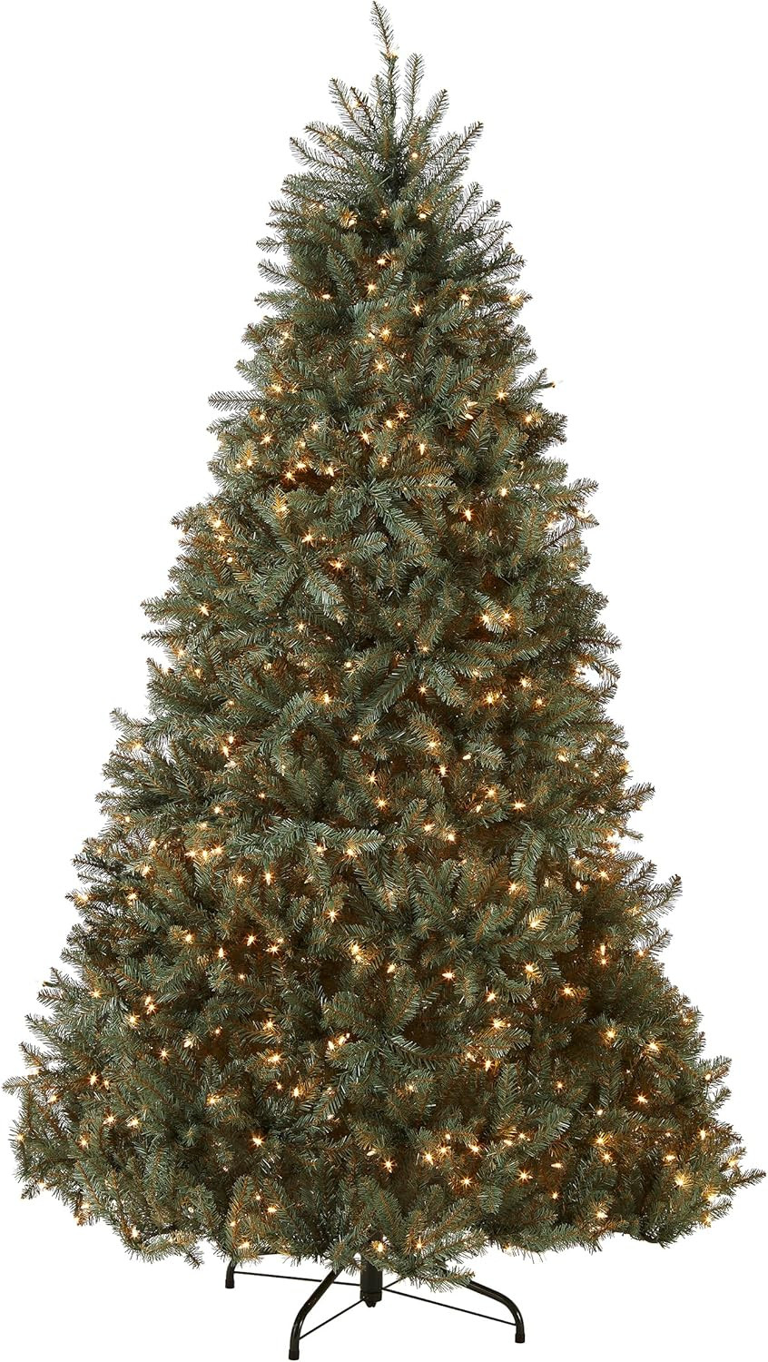 National Tree Company Pre-Lit Artificial Full Christmas Tree, Blue, Dunhill Fir, White Lights, In... | Amazon (US)