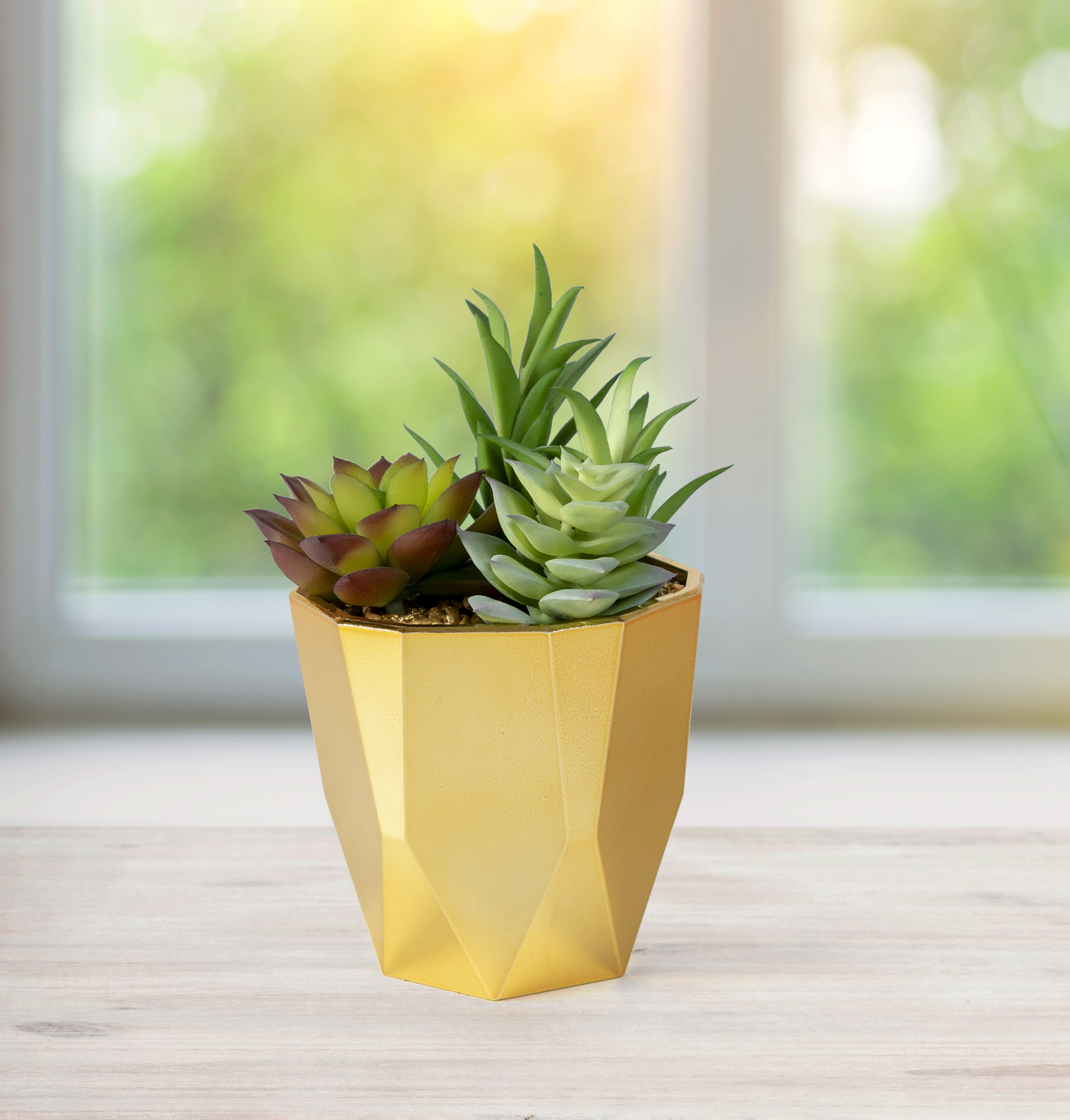 Mainstays Artificial Succulent in Gold Pot | Walmart (US)