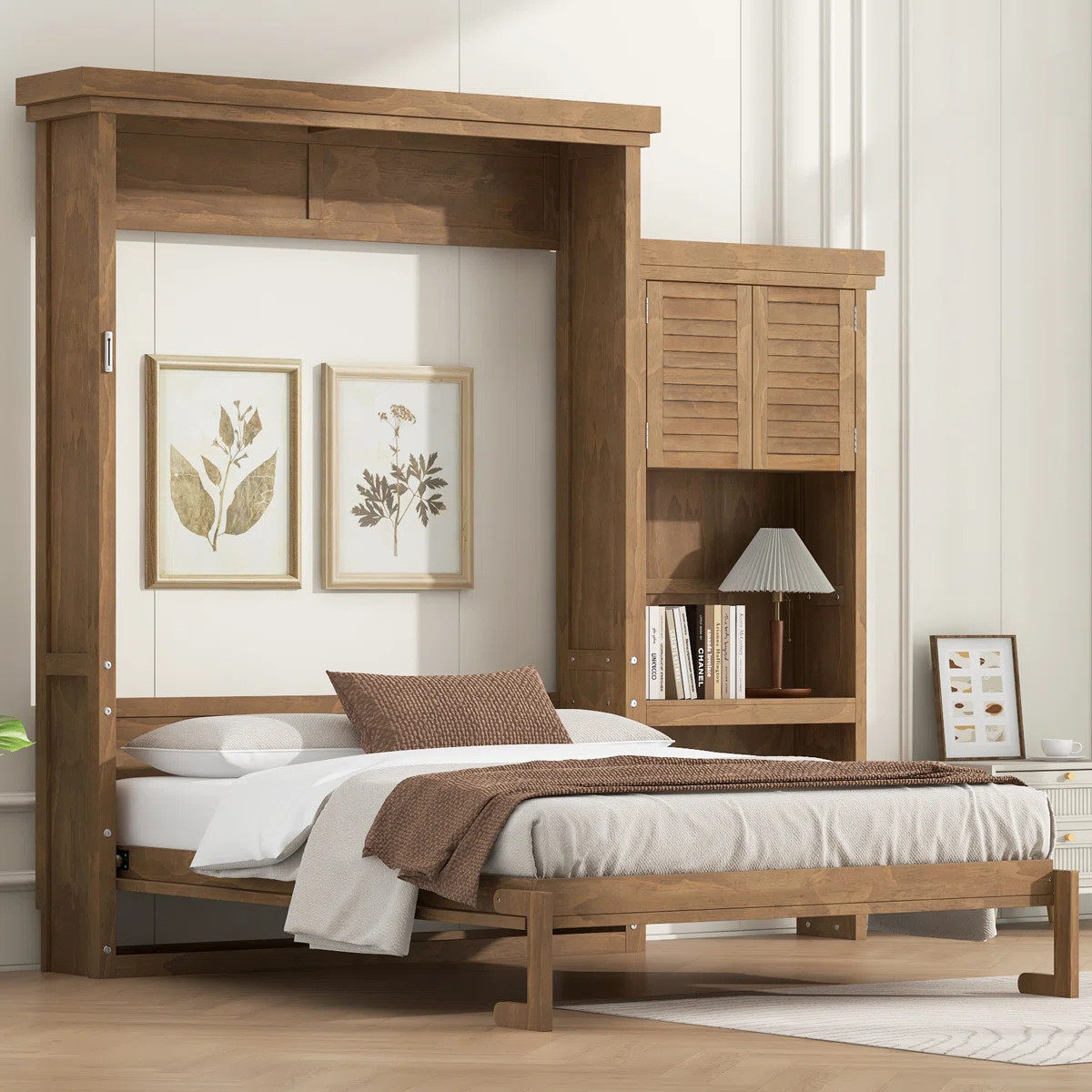 LouvreFold Classic Murphy Bed with Solid Pine and Multifunctional Storage For Small Bedroom, Gues... | Wayfair North America