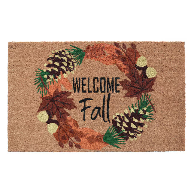 Style Selections 18-in x 30-in Natural Coir Non-Slip Grip Indoor or outdoor Summer Door Mat | Lowe's