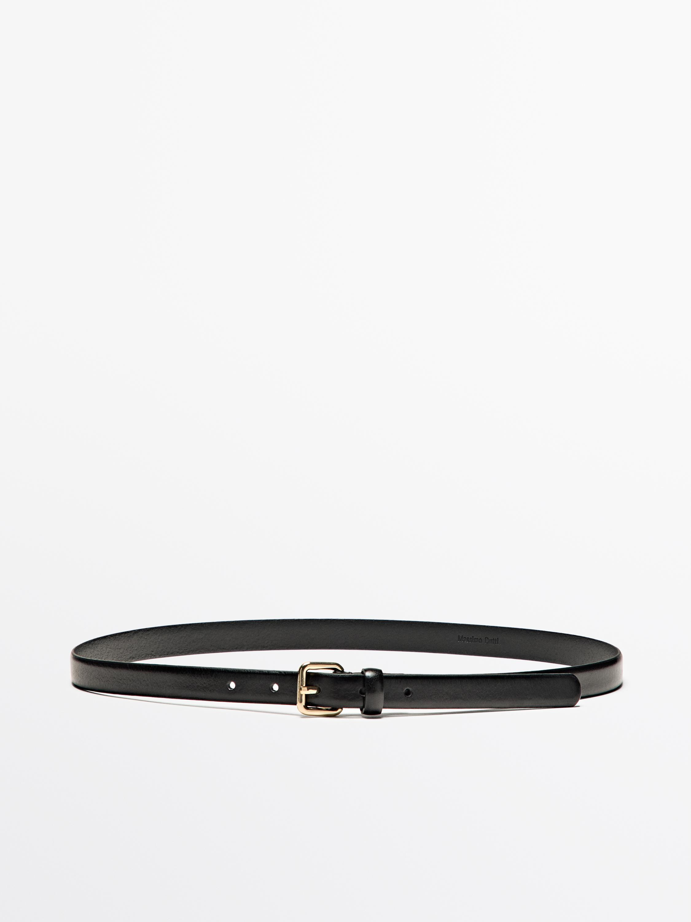 Leather belt with square buckle · Black · Belts | Massimo Dutti | Massimo Dutti UK