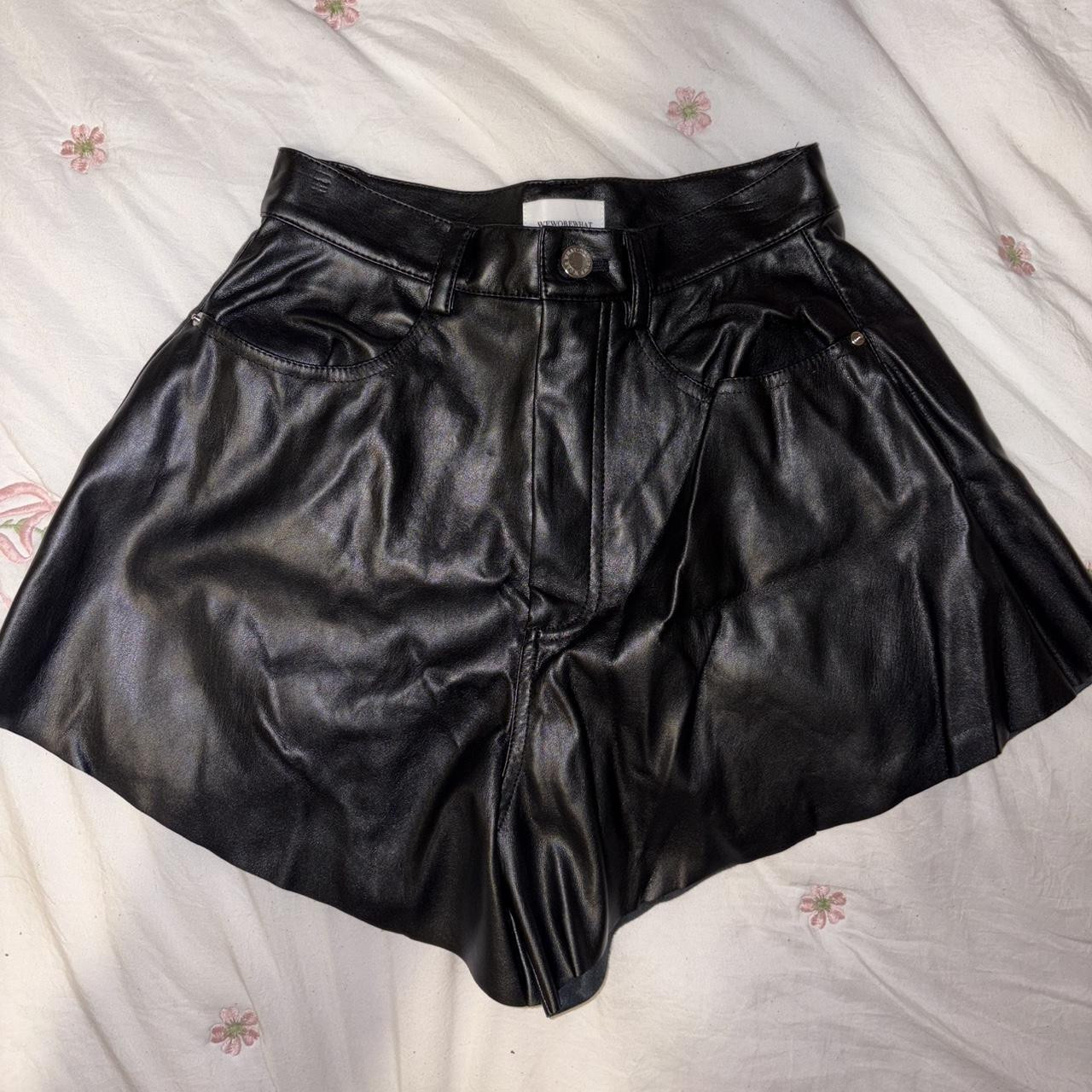WE WORE WHAT SIZE 25 Black leather shorts with... | Depop | Depop US