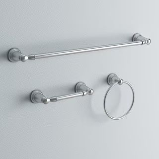 Banbury 3-Piece Bath Hardware Set with 24 in. Towel Bar, Paper Holder, and Towel Ring in Chrome | The Home Depot