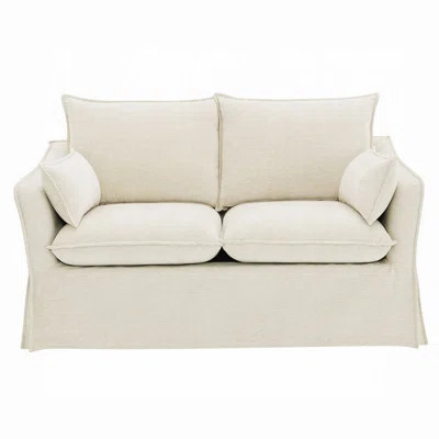 Seya Modern Loveseat With 2 Pillow, Beige Linen Plush Cushions, 58 Inch | Wayfair North America