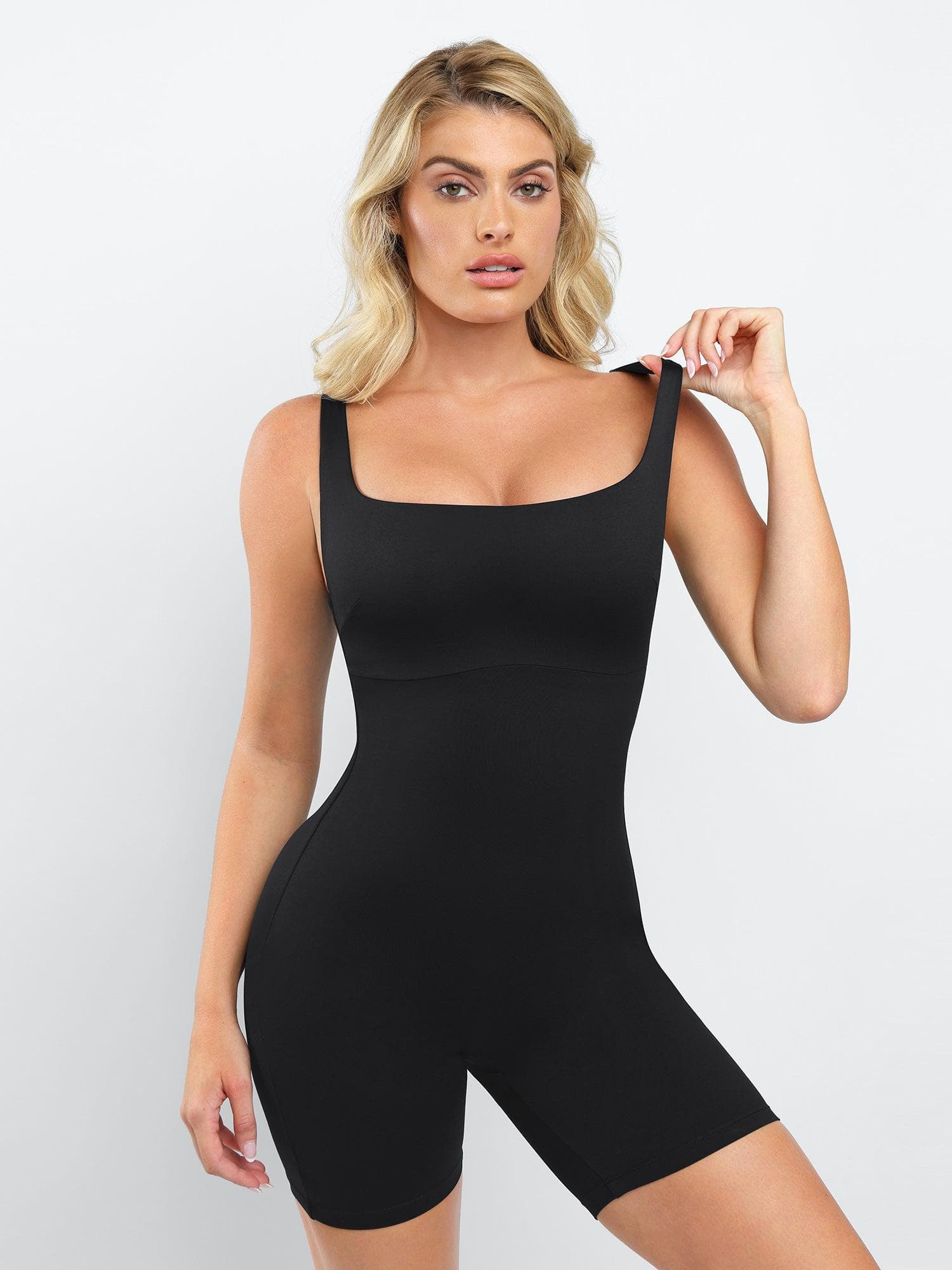 The Shapewear Romper Slimming Workout Square-Neck Thigh | Popilush