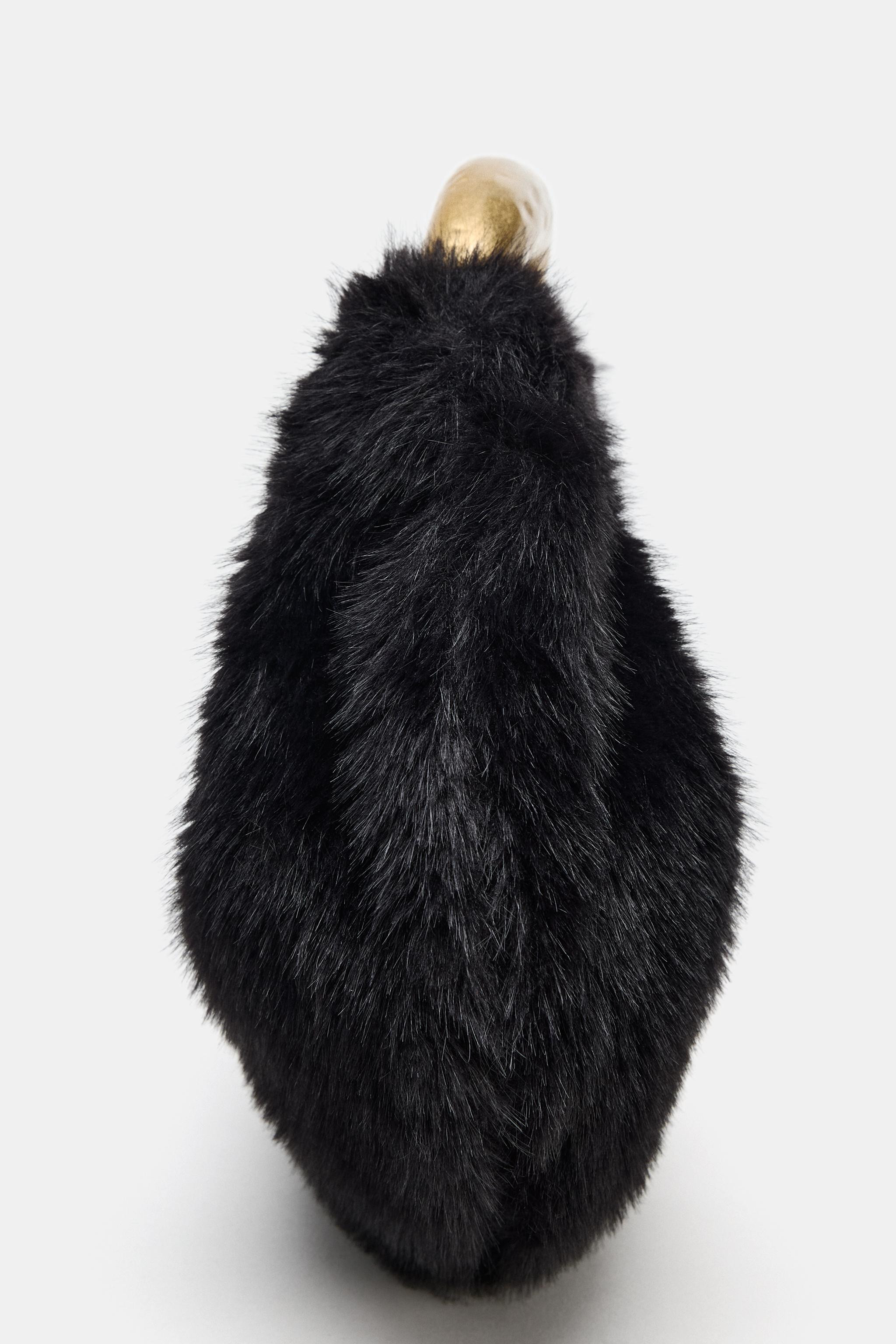 FAUX FUR HANDBAG WITH METAL HANDLE | Zara US