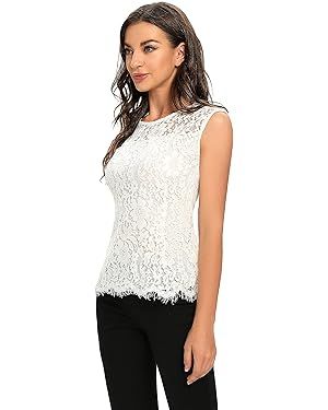 ODCOCD Women's Fashion Sleeveless Lace Top | Amazon (US)