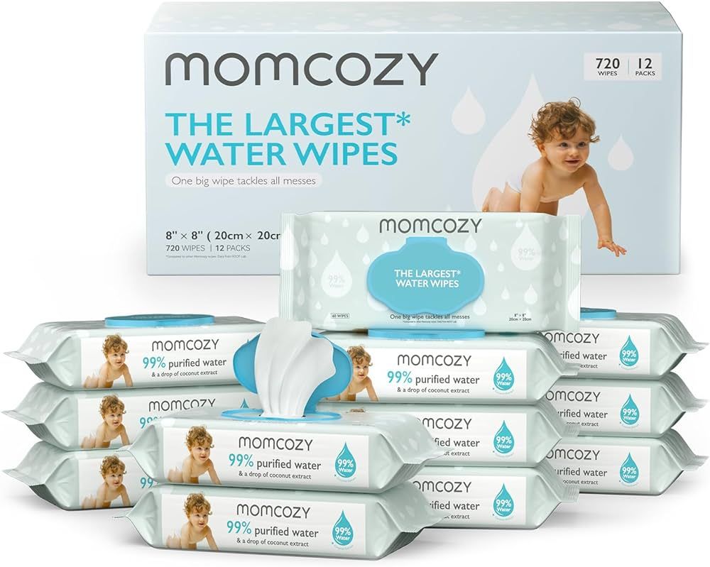 Baby Wipes, Momcozy Sensitive Water Wipes-Extra Large Size Design, One Top Two, 99% Purified Wate... | Amazon (US)
