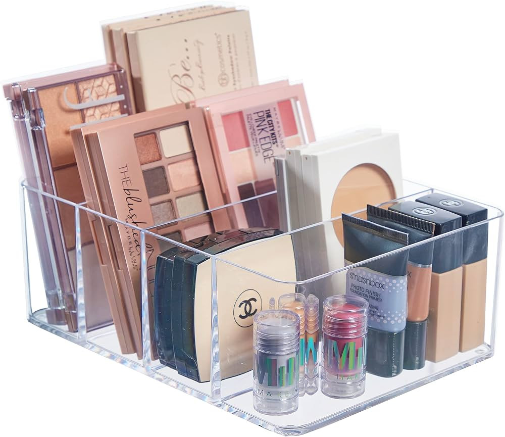 STORi 4-Compartment Clear Plastic Organizer | Rectangular Divided Makeup and Vanity Storage Bin |... | Amazon (US)