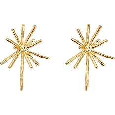 Gold Plated Firework Stud Earrings Unique Statement Irregular Fireworks Star Starburst Chandelier... | Amazon (US)