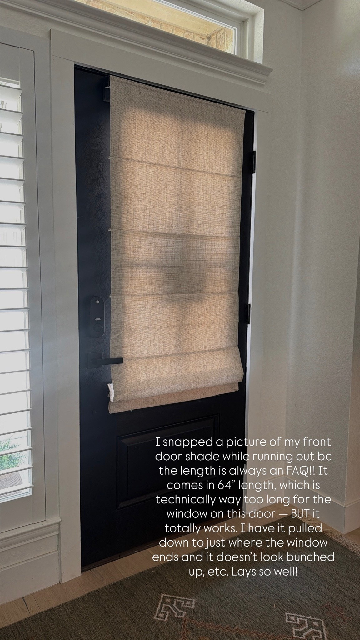 Don’t stress about the extra length on this Roman shade if you have a shorter length window you’re working with! I have size 27 x 64 and it works perfectly despite a shorter window!

#LTKHome