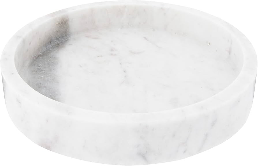 Creative Co-Op Minimalist Round Carved Marble Tray or Charcuterie Board, White | Amazon (US)
