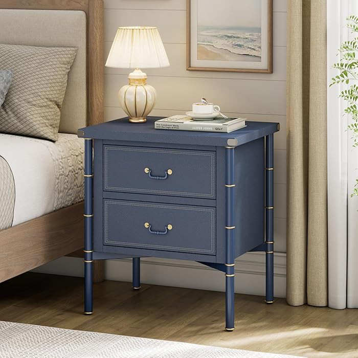 Christopher Knight Home Aretha Modern Nightstand with Drawers, PU Leather Upholstered Small Night... | Amazon (US)