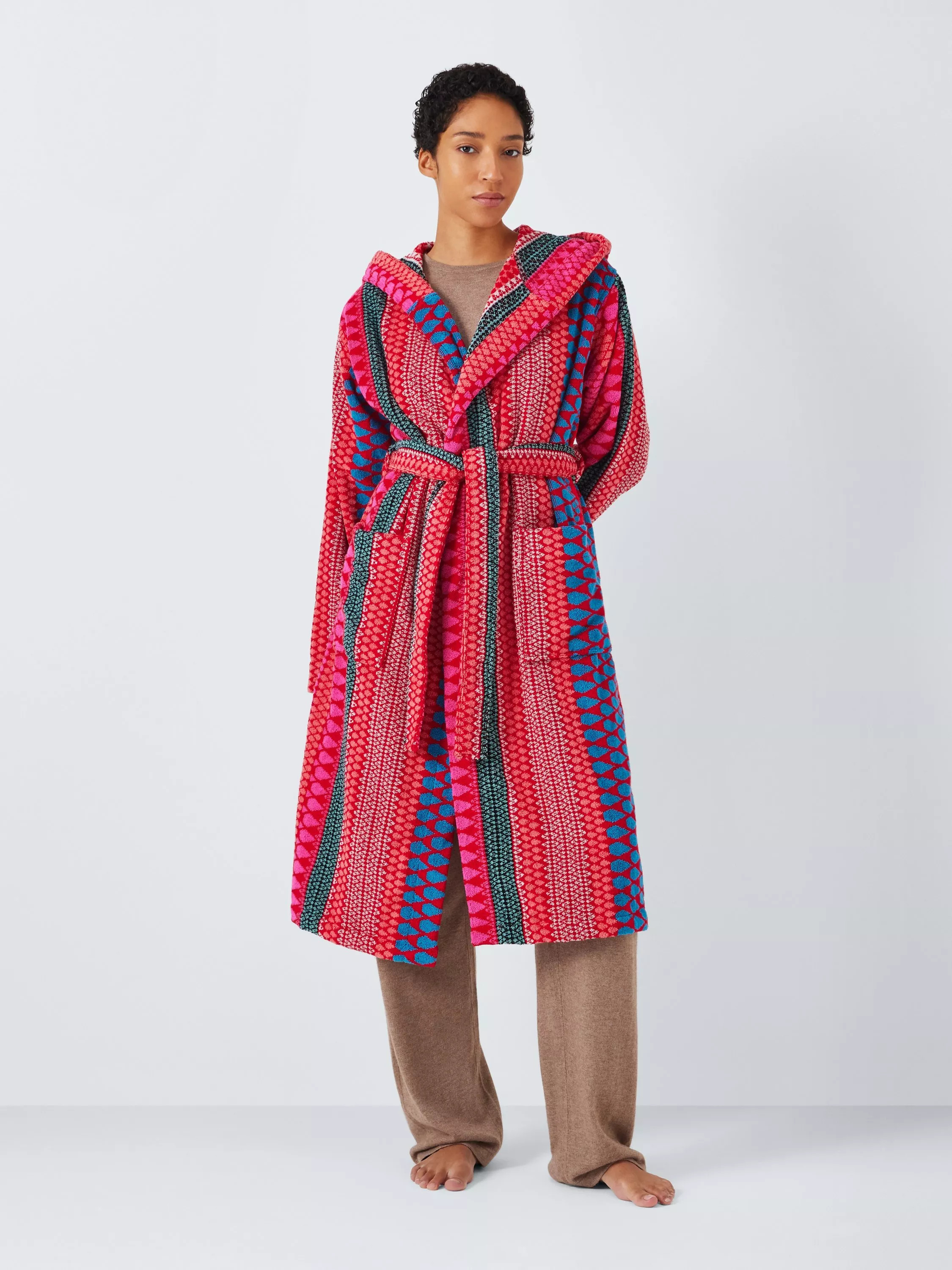 Margo Selby Faversham Bath Robe, Red/Pink | John Lewis (UK)
