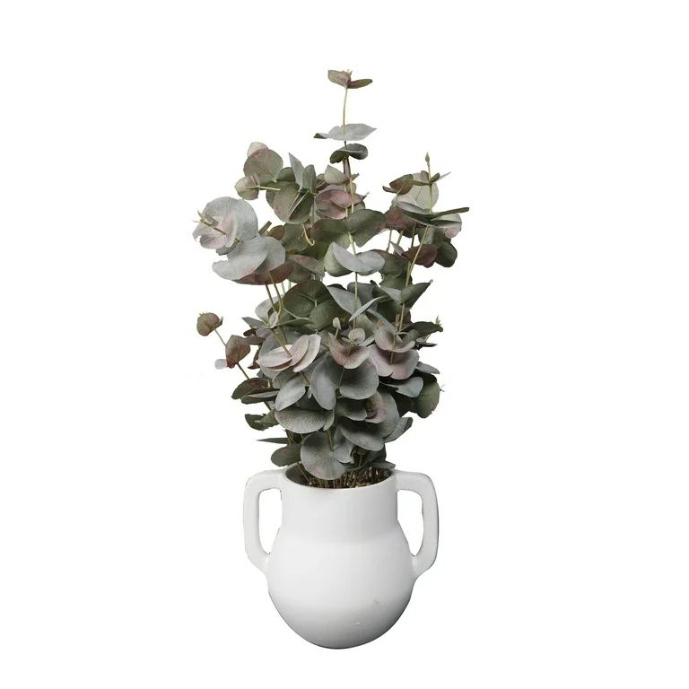 Flora Bunda 21" Artificial Eucalyptus in White Ceramic Vase Made for Tabletops - 2.6 lb - Walmart... | Walmart (US)