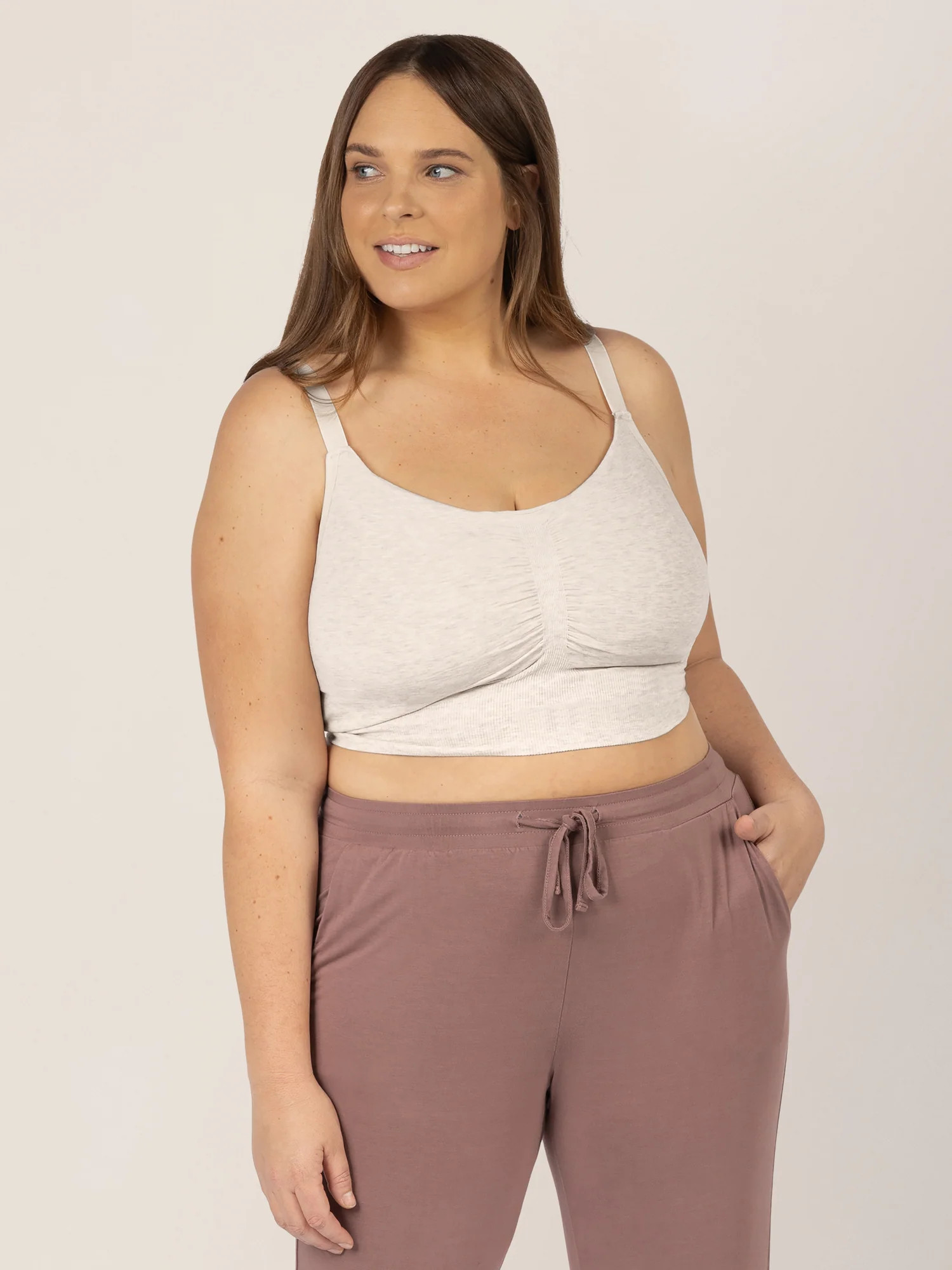 Sublime® Bamboo Hands-Free Pumping Lounge & Sleep Bra | Oatmeal Heather - Kindred Bravely | Kindred Bravely